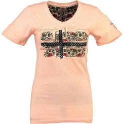 Koszulka "Jbeaute" w kolorze koralowym. Pomarańczowe bez kategorii marki Geographical Norway Women & Kids, l, z nadrukiem, z bawełny. W wyprzedaży za 65,95 zł.