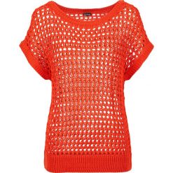 Swetry klasyczne damskie: Sweter w ażurowy wzór bonprix czerwona pomarańcza