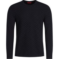 Sweter Hugo 50414485. Niebieskie swetry męskie HUGO, m, bez wzorów, klasyczne, z klasycznym kołnierzykiem, bez kaptura. W wyprzedaży za 389,00 zł.