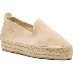 Espadryle MANEBI - Slippers D K 1.1 N0 Champangne Beige Suede. Brązowe espadryle damskie Manebi, bez wzorów, ze skóry, bez obcasa, na płaskiej podeszwie, bez zapięcia. W wyprzedaży za 319,00 zł.