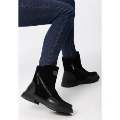 Czarne Botki Scutterfeld. Czarne botki damskie Born2be, eleganckie, za kostkę, bez obcasa, na płaskiej podeszwie, na zamek. Za 159,99 zł.