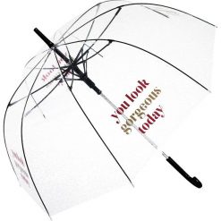 Parasol "You look georgeous today" w kolorze czarnym - Ø 100 cm. Czarne parasole Le Monde du Parapluie & Co., bez wzorów. W wyprzedaży za 85,95 zł.