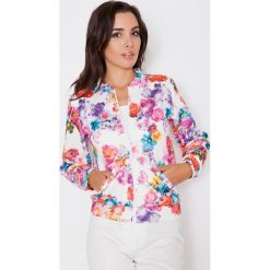 Lekka Kurtka w Kwiatowy Deseń ze Stójką. Brązowe kurtki damskie Molly.pl, na lato, xl, bez wzorów, z tkaniny. Za 149,90 zł.