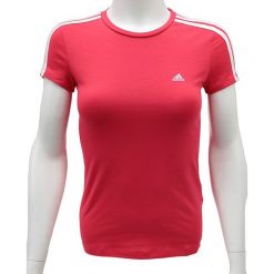 Adidas Ess 3 S Tee Z35867. Czerwone t-shirty damskie Adidas, s, bez wzorów, z bawełny, bez kołnierzyka. W wyprzedaży za 59,99 zł.