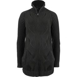 Sweter rozpinany w warkocze, z zamkiem bonprix antracytowy melanż. Szare kardigany damskie bonprix. Za 99,99 zł.