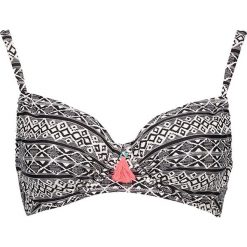 Biustonosz bikini w kolorze czarno-białym. Czarne biustonosze z fiszbinami Skiny, z materiału. W wyprzedaży za 60,95 zł.