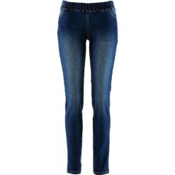 Wygodne jegginsy ze stretchem bonprix ciemnoniebieski. Niebieskie jeansy damskie bonprix, bez wzorów, z jeansu. Za 74,99 zł.