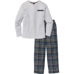 Piżama bonprix jasnoszary melanż w kratę. Białe piżamy męskie bonprix, s, bez wzorów, bez rękawów. Za 74,99 zł.
