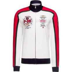 Bluza AERONAUTICA MILITARE. Niebieskie bluzy męskie Aeronautica Militare, z aplikacjami, z elastanu, militarne, z kontrastowym kołnierzykiem, bez rękawów, bez kaptura. Za 850,00 zł.