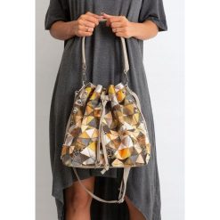 Torebka damska shopper bag worek 0004 beżowa - MULTI. Brązowe torby damskie na zakupy w paski, eleganckie, duże. Za 69,99 zł.