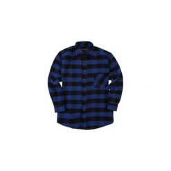 Koszule męskie na spinki: Koszula męska klasyczna, z kieszonką, z guzikami, Z KOŁNIERZEM casual flanelowa