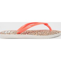 Havaianas - Japonki dziecięce. Pomarańczowe sandały dziewczęce Havaianas, z materiału, bez zapięcia. W wyprzedaży za 59,90 zł.