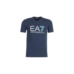 T-shirty z krótkim rękawem Emporio Armani EA7 TRAIN LOGO SERIES. Niebieskie t-shirty męskie marki Emporio Armani EA7, s, bez wzorów, bez kołnierzyka, krótkie. Za 289,00 zł.