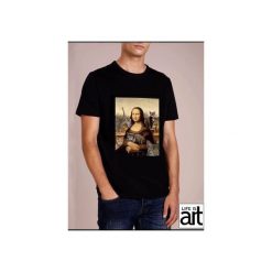 T-shirt : " Mona Lisa i koty ". Białe t-shirty męskie Life is art, s, bez wzorów, bez kołnierzyka. Za 120,00 zł.