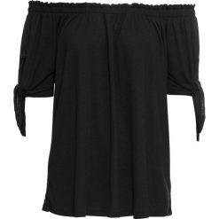 Shirt "carmen" bonprix czarny. Czarne koszulki damskie bonprix, bez wzorów, bez kołnierzyka, bez rękawów. Za 54,99 zł.