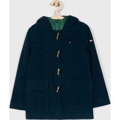 Tommy Hilfiger - Płaszcz dziecięcy 128-176 cm. Niebieskie kurtki chłopięce TOMMY HILFIGER, bez wzorów, z poliesteru, z kapturem. W wyprzedaży za 539,90 zł.