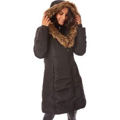 Płaszcz przejściowy w kolorze czarnym. Czarne płaszcze damskie Snowie Collection, m, w paski, ze skóry. W wyprzedaży za 219,95 zł.