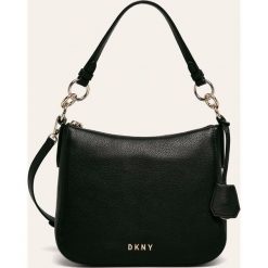 Dkny - Torebka skórzana. Czarne listonoszki damskie DKNY, w paski, ze skóry, na ramię, bez dodatków. Za 999,90 zł.