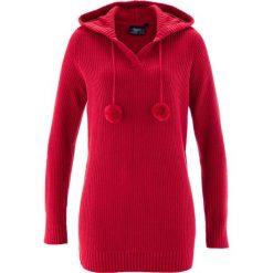 Długi sweter z kapturem bonprix czerwony. Czerwone swetry klasyczne damskie marki WED'ZE, xl, z elastanu, z kapturem. Za 49,99 zł.