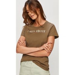 Answear - T-shirt Answear Lab. Szare bluzki damskie ANSWEAR, s, z nadrukiem, z bawełny, casualowe, z okrągłym kołnierzem. Za 49,90 zł.