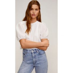 Mango - Bluzka Mix. Białe bluzki damskie Mango, m, bez wzorów, z elastanu, eleganckie, z okrągłym kołnierzem, z krótkim rękawem. Za 89,90 zł.