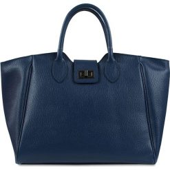 Torebki klasyczne damskie: Skórzana torebka „Niana” w kolorze granatowym – 43 x 26 x 16 cm