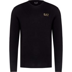 T-shirt EA7 EMPORIO ARMANI. Czarne t-shirty męskie EA7 Emporio Armani, z nadrukiem, z okrągłym kołnierzem, długie. W wyprzedaży za 198,00 zł.