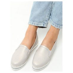 Trampki damskie slip on: Szare Slip On Jesen