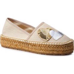 Espadryle LOVE MOSCHINO - JA10243G07JJ0104 Beige. Brązowe espadryle damskie Love Moschino, z aplikacjami, z tworzywa sztucznego, bez obcasa, na płaskiej podeszwie. Za 589,00 zł.