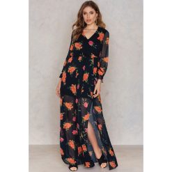 Długie sukienki: Trendyol Długa sukienka z rozcięciem – Black,Multicolor
