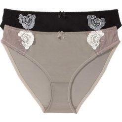 Figi (2 pary) bonprix czarny + brunatny. Brązowe figi damskie marki bonprix. Za 21,99 zł.