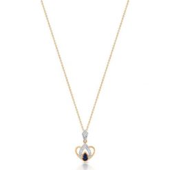 PROMOCJA Złoty Wisiorek - złoto 585, Diament 0,01ct,szafir. Żółte zawieszki damskie z szafirem, złote. W wyprzedaży za 519,00 zł.