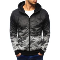 Bluzy męskie: Bluza męska camo rozpinana szara z kapturem (bx3175)