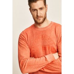Tom Tailor Denim - Bluza. Pomarańczowe bluzy męskie TOM TAILOR DENIM, s, z nadrukiem, z bawełny, z okrągłym kołnierzem, bez rękawów, bez kaptura. W wyprzedaży za 89,90 zł.