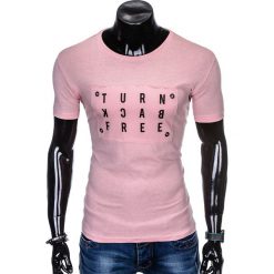 T-SHIRT MĘSKI Z NADRUKIEM S975 - PUDROWY RÓŻ. Czerwone t-shirty męskie z nadrukiem Ombre Clothing, m. Za 29,00 zł.