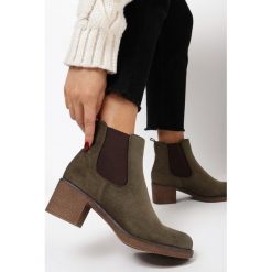 Oliwkowe Botki Ortogise. Zielone botki damskie Born2be, bez obcasa, na obcasie, bez zapięcia. Za 129,99 zł.