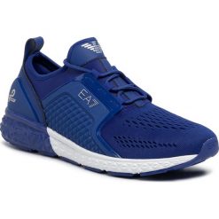 Sneakersy EA7 EMPORIO ARMANI - X8X012 XK056 B228 Mazarine Blue. Niebieskie sneakersy męskie EA7 Emporio Armani, na co dzień, bez wzorów, ze skóry ekologicznej, klasyczne, bez zapięcia. Za 839,00 zł.