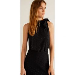 Mango - Top Luna. Czarne bluzki damskie marki Mango, s, z wiskozy, eleganckie, ze stójką, bez rękawów. Za 99,90 zł.