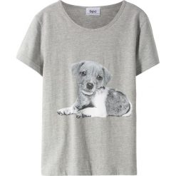 T-shirt bonprix jasnoszary melanż z nadrukiem. Szare bluzki dziewczęce bonprix, z nadrukiem, bez kołnierzyka, bez rękawów, bez kaptura. Za 29,99 zł.