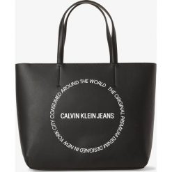 Calvin Klein Jeans - Damska torba shopper, czarny. Czarne torby damskie na zakupy Calvin Klein Jeans, z napisami, z jeansu, bez dodatków. Za 449,95 zł.