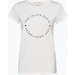 Tom Tailor Denim - T-shirt damski, beżowy. Brązowe t-shirty damskie TOM TAILOR DENIM, xl, z nadrukiem, z denimu, bez kołnierzyka. Za 49,95 zł.