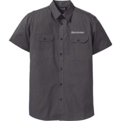 Koszula z krótkim rękawem z odblaskowymi elementami Slim Fit bonprix antracytowy. Szare koszule męskie bonprix, xl, bez wzorów, bez kołnierzyka, z krótkim rękawem. Za 69,99 zł.
