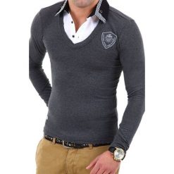 Bejsbolówki męskie: CRSM Bluza męska 7922-1 Szary Melanż r. M (3001)