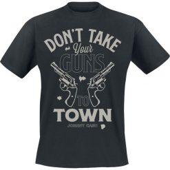 Johnny Cash Town T-Shirt czarny. Czarne koszulki męskie marki Johnny Cash, l, z nadrukiem, z okrągłym kołnierzem. Za 74,90 zł.