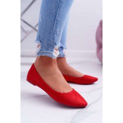 Czerwone Damskie Balerinki Zamsz Bueno. Czerwone baleriny damskie Tagless, bez wzorów, z zamszu, eleganckie, bez obcasa. Za 49,00 zł.