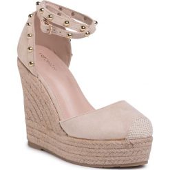 Espadryle DEEZEE - GH-REBBLE-03 Beige. Brązowe espadryle damskie DeeZee, na co dzień, bez wzorów, ze skóry ekologicznej, bez obcasa, na koturnie, bez zapięcia. W wyprzedaży za 79,99 zł.