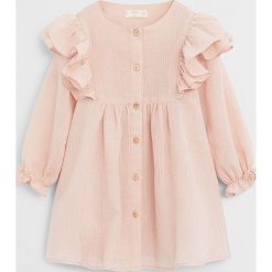 Mango Kids - Sukienka dziecięca Nuria 80-104 cm. Różowe sukienki dziewczęce Mango Kids, bez wzorów, z bawełny, casualowe, z długim rękawem, długie, maxi, rozkloszowane. Za 99,90 zł.