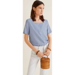 Mango - Top Olivia. Niebieskie bluzki damskie Mango, na co dzień, s, bez wzorów, ze lnu, eleganckie, bez kołnierzyka, bez rękawów. W wyprzedaży za 69,90 zł.
