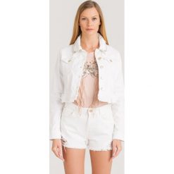 KATANA JEANSOWA MY TWIN TWINSET. Białe kurtki damskie Twinset, s, z aplikacjami, z bawełny, krótkie. Za 405,00 zł.