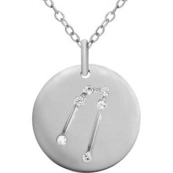 Srebrny naszyjnik z diamentem - dł. 40 cm. Szare naszyjniki damskie Aria, z diamentem, srebrne. W wyprzedaży za 749,95 zł.